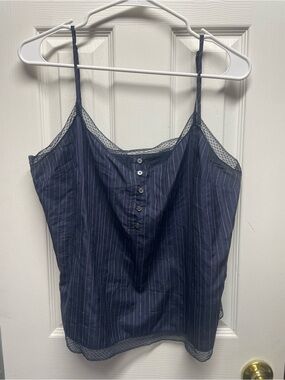 Y2K Express Pinstripe Lace-Trim Cami
